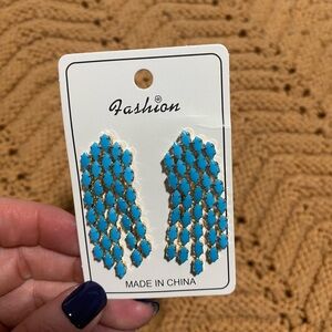 5 STRAND/TURQUOISE/DANGLE EARINGS